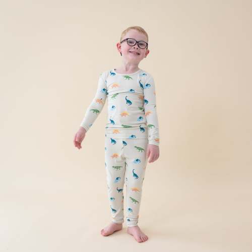 Long Sleeve Pajamas in Ecru Roar