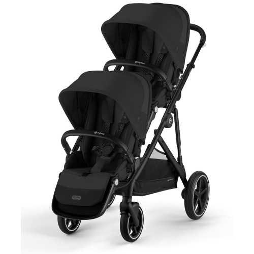 Cybex Gazelle S Double Stroller Bundle - Black Frame / Moon Black