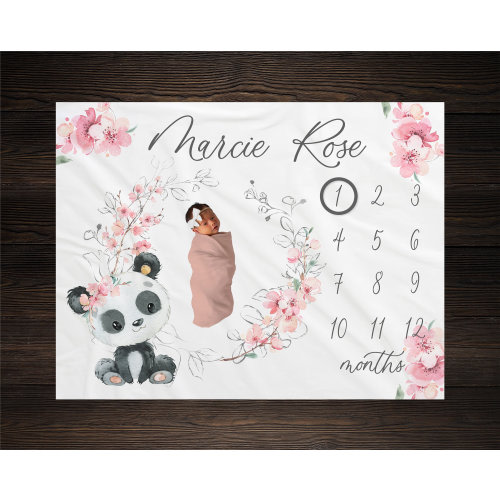 Panda Baby Milestone Blanket, Panda Bear Milestone Blanket, Baby Shower Gift, Baby Keepsake Gift, Panda Nursery GM11