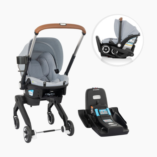 Evenflo Gold Shyft DualRide Infant Car Seat Stroller Combo w Carryall Storage & Extended Canopy - Quartz