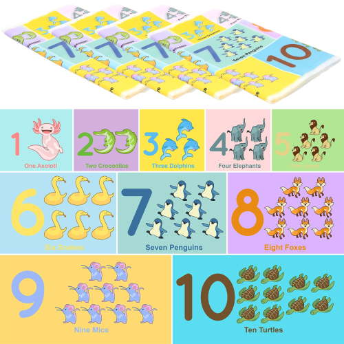 Youngever 80 Disposable Placemats Table Topper, Extra Sticky (4 Sides) Adhesive Peel and Stick Strip Disposable Mats for Kids Toddlers Baby Children, 18 Inch x 12 Inch Kids Safe (Number)