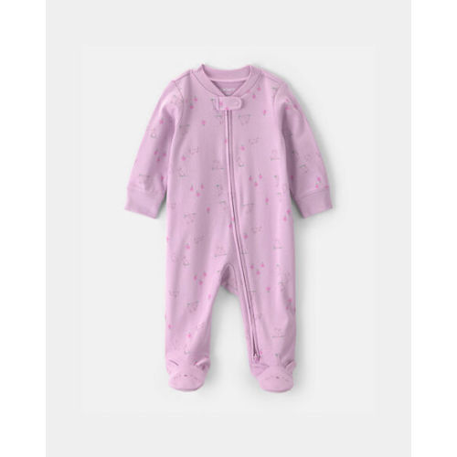 Baby Girl Bunny 100% Cotton 2-Way Zip Sleep & Play Pajamas - Purple | Carter's