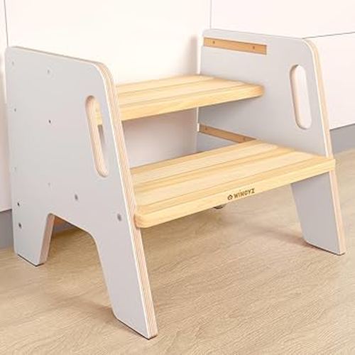 Amazon.com : Wingyz Wooden Toddler Step Stool, Adjustable Step stools for Kids with Handles,Durable 3-Level Height Stepstool for Bathroom Sink, Kitchen, Bedroom,Potty Training : Baby