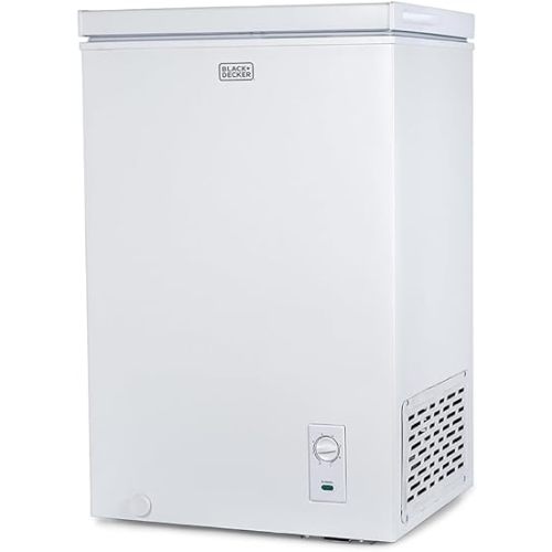 BLACK+DECKER 2.0 Cu. Ft. Compact Chest Freezer, Deep Freezer Holds Up To 70 Lbs. of Frozen Food, Removable Storage Basket, Manual Defrost, White
