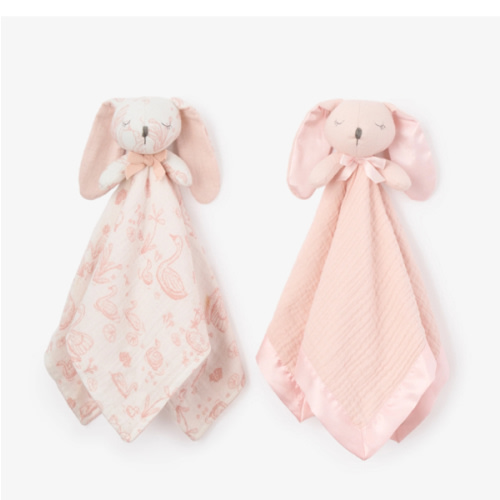 Pink "Sleepy Pals" Organic Security Blanket Set