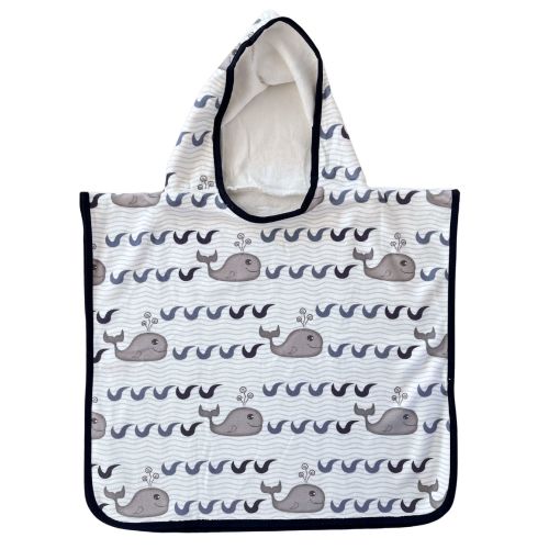 Serviette poncho à capuchon pour bébé (0-18 mois) : Splash la baleine – Tipou bébé