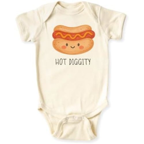 Hot Diggity Funny Baby Bodysuit, Toddler & Kids T-Shirt – Cute Hot Dog Graphic Tee for Boys & Girls