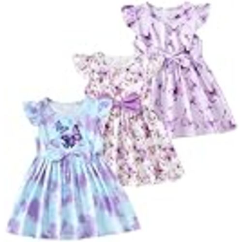 Toddler Baby Girl Dress Clothes 3 Pack Bow Fly Sleeve Summer Dress