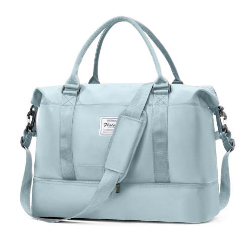Weekender Bags for Women, Travel Duffel Bags with Shoe Compartment, Personal Item Travel Bag for Airlines, Carry on Overnight Tote Bag for Women, Light Blue