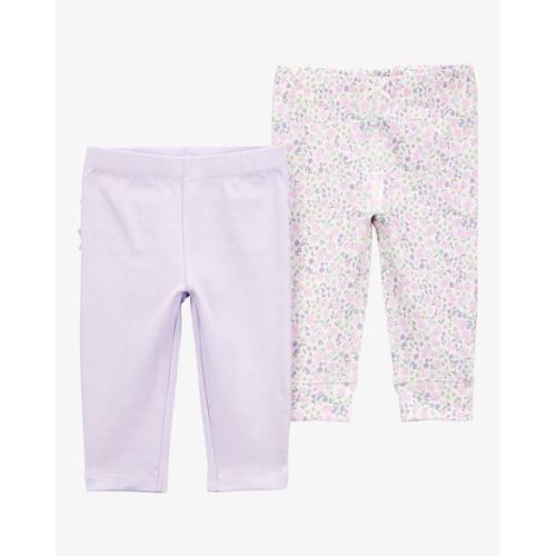 Baby Girl 2-Pack Floral Pull-On Pants - Purple - 3M
