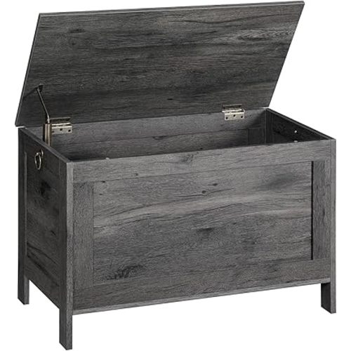 HOOBRO Toy Box, Retro Wooden Look Storage Chest with Safety Hinge, Entryway Storage Bench Supports 220 lb, 29.9 x 15.7 x 18.9 Inches Toy Chest Organizer, Easy Assembly, Charcoal Black BC75CW01G1