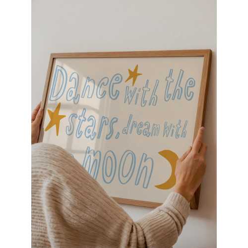 Dance With The Stars Dream With The Moon Print: Boho Nursery Wall Art