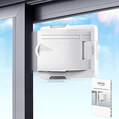 Sliding Door Lock-12 Pack Sliding Glass Door Child Safety Lock For Sliding Glass Door, Sliding Windows, Patios Doors, Closet Doors,Cabinet Doors- Sliding Door Baby Lock Proof- No Drill Tools Needed