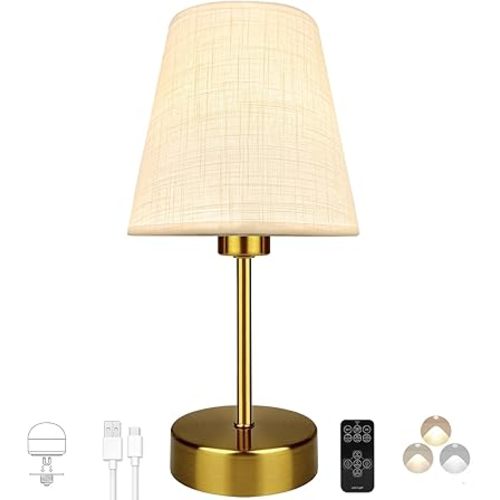 BLUEYE Mini Rechargeable Table Lamp,Remotte Control,Soft Warm 2700K-6000K,Dimmable,Timer,Flicker-Free,White Shade,Center Piece Deco,Cordless Kid Night Light for Bedside,Entryway,Bedroom