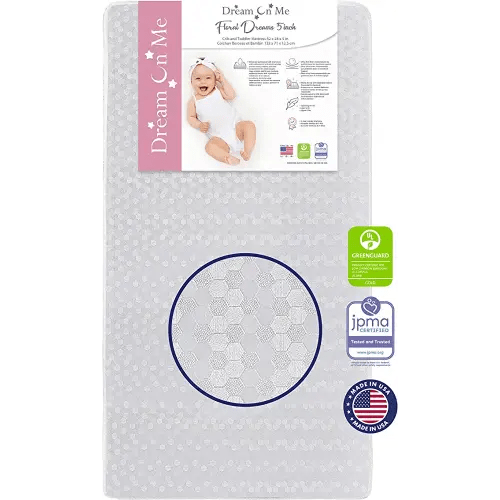 Dream On Me Honeycomb Orthopedic Firm Fiber Standard Crib Mattress Greenguard Gold and JPMA Certified 10 Year warranty 5” Fiber Core Optimum Support Infant and Toddler Waterproof Vented Cover