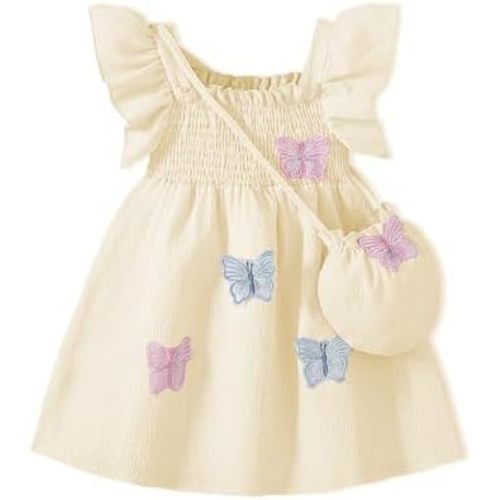 Toddle Baby Girl Dress Ruffle Summer Sleeveless Dresses 3D Floral Sundress 2Pcs Photoshoot Outfit