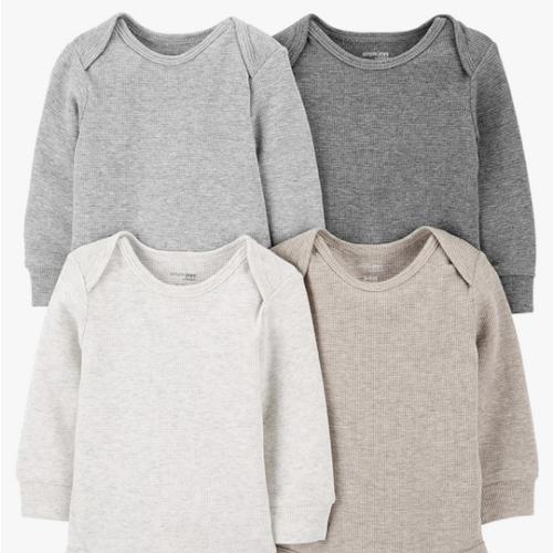 Simple Joys by Carter's Baby 4-pack Soft Thermal Long Sleeve Bodysuits