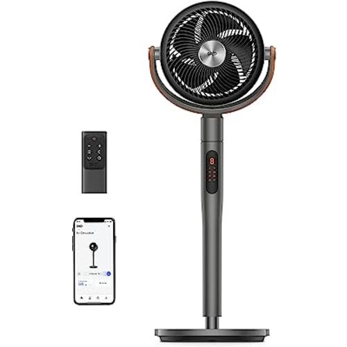 Dreo Pedestal Fan with Remote, PolyFan 513S, 43'' Quiet Standing Fan for Home Bedroom, 120°+105° Smart Oscillating Floor Fans with Wi-Fi/Voice Control, Works with Alexa/Google, 6 Modes, 8 Speeds