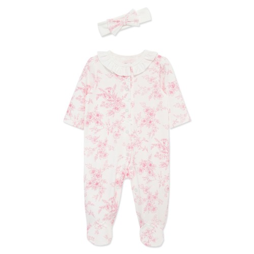 Floral Cotton Footie & Head Wrap Set