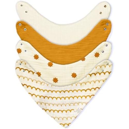 Bandana Bibs - 100% Organic Premium Muslin Cotton, 7-Layers for Drooling, Teething, Feeding