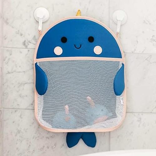Copper Pearl Oceana Extra-Large Mesh Bath Toy Holder with Suction Cups: Quick-Dry Bath Toy Storage Net for Bathtub