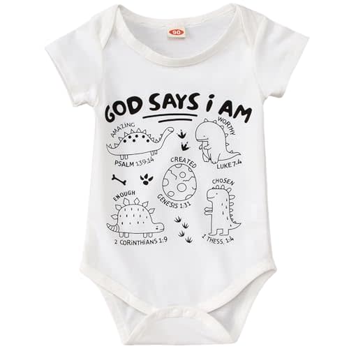 BOUTIKOME Dinosaur Romper Newborn Infant Baby Boys Girls Onesie T Shirts Short Sleeve Tops Inspirational Clothes 0-12 Months