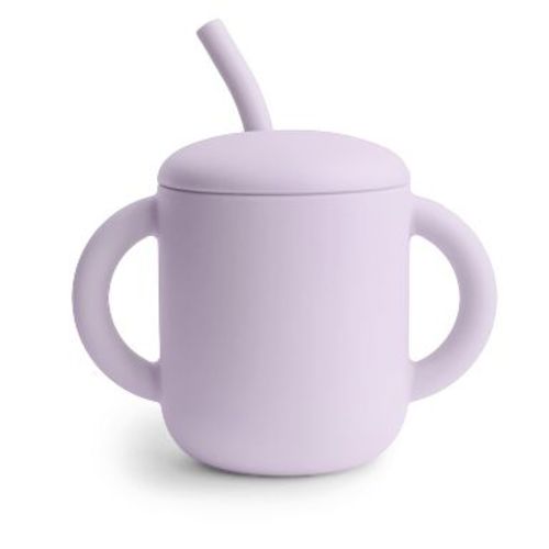 Silicone Training Cup + Straw Soft Lilac One Size
