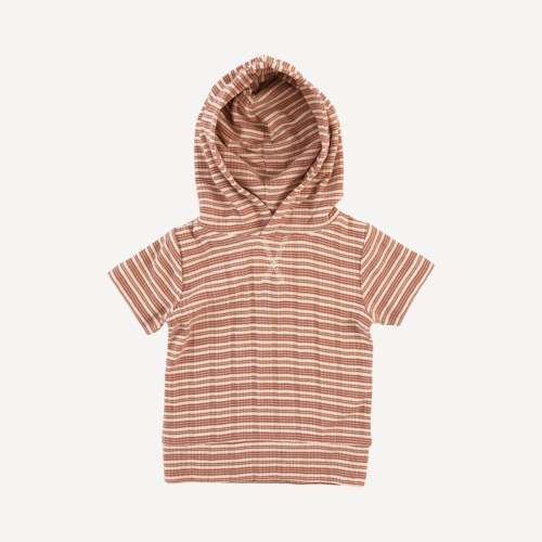 short sleeve essential skinny hoodie | rust stripe | organic cotton mu – kate quinn