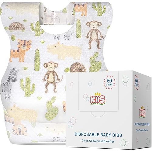 KIIS Disposable Baby Bibs for Baby Boys and Girls - Individually Packaged - Hygienic, Soft and Leakproof (20 PCS / 60 PCS)