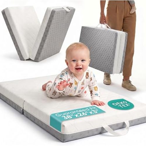 2026 New Pack and Play Mattress Pad, Bi-Fold Memory Foam 38x26x3