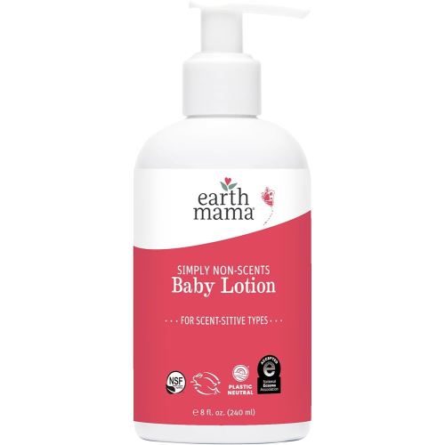 Earth Mama Simply Non-Scents Baby Lotion for Dry Skin, Calendula Cream, Skin Care for Kids, Organic Moisturizer, Unscented Lotion with Aloe, Rooibos, & Shea Butter, 8-Fl oz