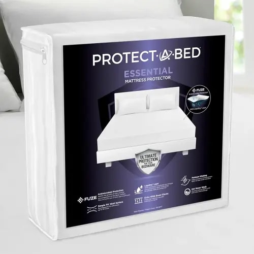Protect-A-Bed Essential Mattress Protector Queen, Dust Mite Resistant, Noiseless and Odor-Resistant Mattress Cover, 100% Waterproof Top, Machine Washable, Fits 11"-18" Mattresses