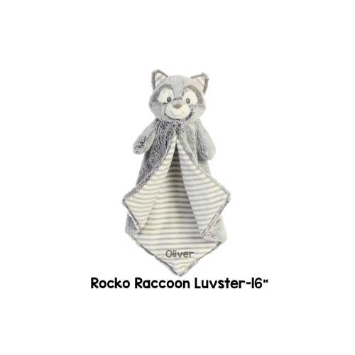 Rocko Raccoon Luvster Cuddlers custom blanket, animal baby blanket its a girl gift its a boy gift luvster raccoon baby blanket personalized