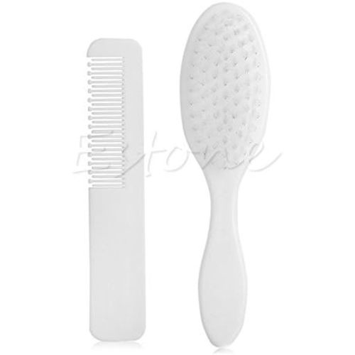 Delicate Baby Hair Brush + Comb Set For Newborns & Toddlers White For Scalp Grooming Gently Grooms Baby's Hair Set Of 2 Windproof Waterproof