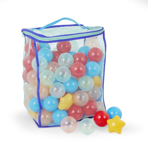 Battat Bag of Balls 100 Plastic Multicolor Play Balls for Ball Pit & Reusable Storage Bag for 12 Months +