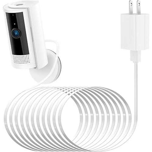 ALERTCAM Power Adapter for Ring/Indoor Cam (2nd Gen) and Ring/Indoor Cam(1st Gen), with 25Ft/7.5m Flat Charging Cable Continuously Charge Your Camera (NOT Compatible with Stick Up Cam)