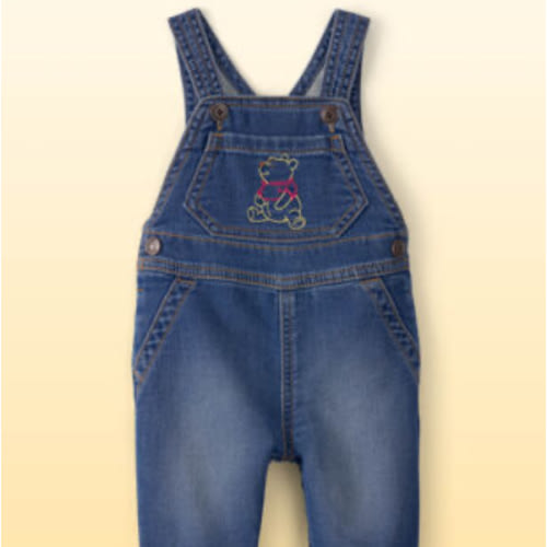 Baby Disney© Winnie the Pooh Embroidered Knit-Like Denim Overalls - Dark Wash - OshKosh B'gosh | Carter's