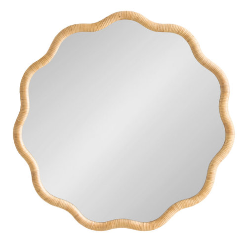 Bay Isle Home™ Scalloped Round Rattan Bathroom Mirror | Wayfair