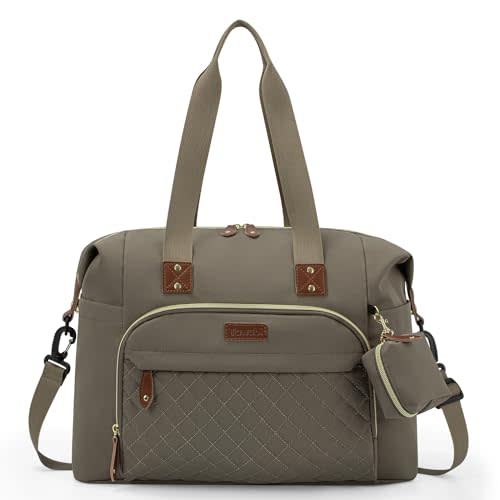 Tuwubi Diaper Bag Tote,Baby Diaper Bag with Pacifier Case Large Travel Diaper Tote Caddy for Mom and Dad Multifunction Large Baby Bag - Khaki