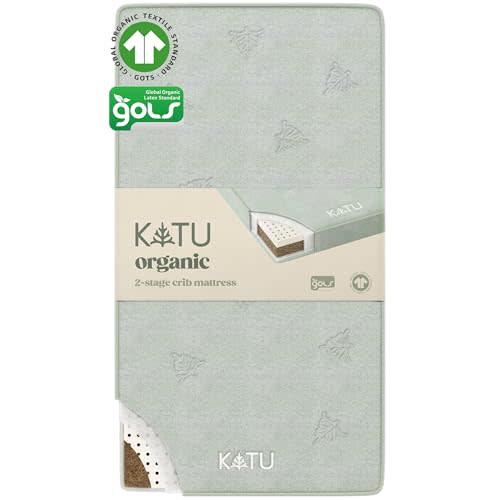 KATU 100% Organic Latex+Coconut 2-Stage Crib Mattress for Infant/Newborn/Toddler Safe Non-Toxic Hypoallergenic Breathable GOTS GOLS w