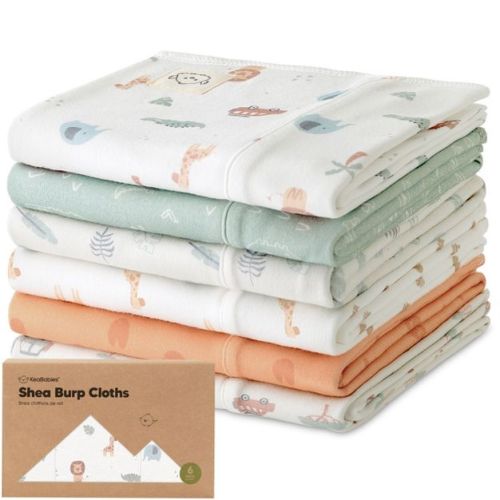 6pk Shea Baby Burp Cloths for Baby Boys and Girls, Organic Burping Cloths for Babies, Newborn