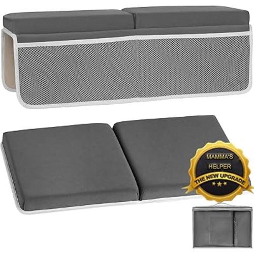 Bath Kneeler and Elbow Rest Pad Set, Comfortable Bath Kneeler with Arm Support and Pockets, Non-Slip Bathtub Kneeling Pad for Baby Bathing, Quick Drying Mat Cushion Painless Memory Foam
