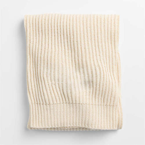 Natural Undyed Flecked Rib Knit Organic Cotton Baby Stroller Blanket