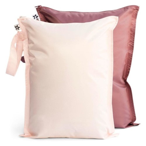 Tiny Twinkle - Mess-Proof Wet Bag 2 Pack - Rose & Burgundy - Rose & Burgundy