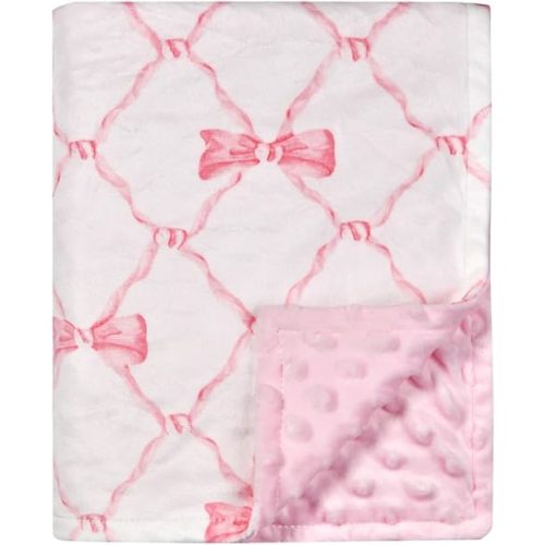 Baby Blanket, Soft Minky Warm Blanket for Boy or Girl, Receiving Blanket with Double Layer Dotted Backing for Newborns Nursery Stroller Toddlers Crib Bedding (30 x 40 Inch) Sunflower (Pink Bow)