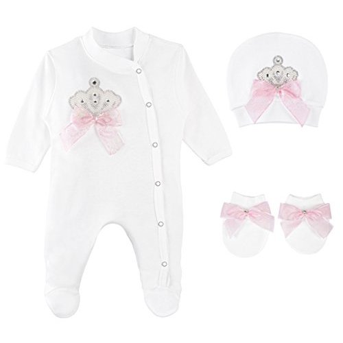Lilax Baby Girl Jewels Crown Layette 3 Piece Gift Set