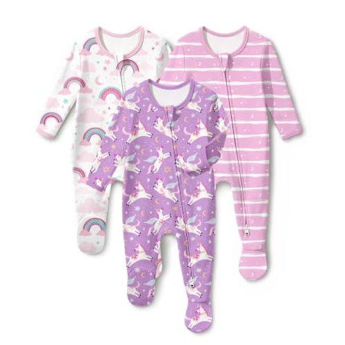 Baby Sleepers 100% Organic Cotton Pajamas for Newborn 0-3 3-6 6-9 Months Boys Girls Clothes Footed Pjs