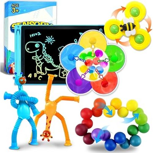 6PC Sensory Travel Toys Pack for Toddler 3 4 5 Year Old Airplane Car Travel Activities Road Trip Essential Calm Down Preschool Learning Toys Classroom Must Have for Kid Autistic Fidget Gift for Boys