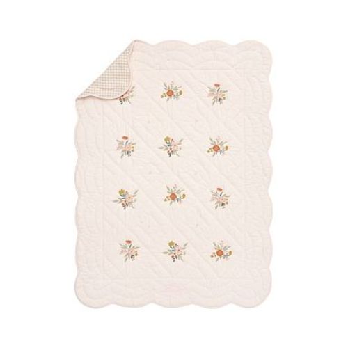Chris Loves Julia Reversible Floral Embroidered Baby/Toddler Quilt , 36x50,  Multi