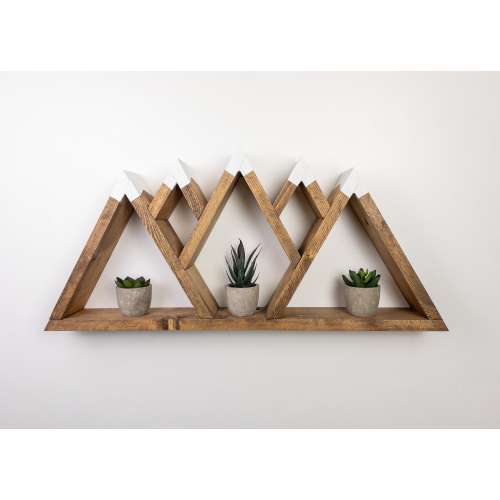 Rustic Mountain Nursery Shelf: 5 Peak Pine Wood Decor (27" x 13")